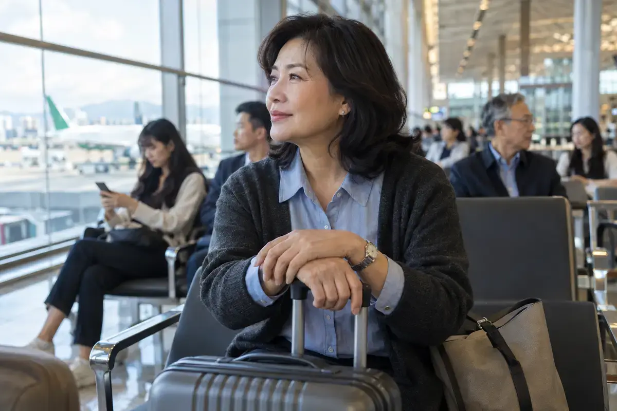 機場航廈大廳的挑高空間與候機區（示意圖）