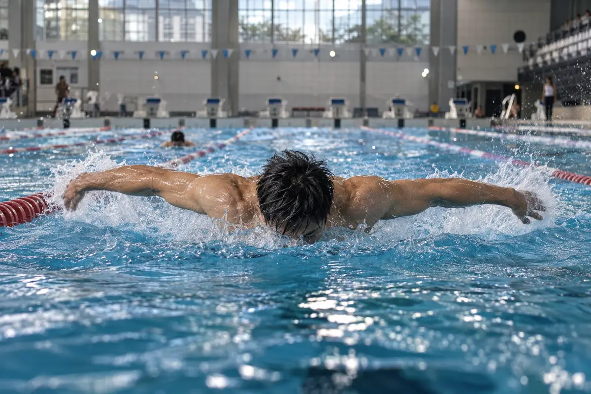 室內competition泳池水道與浪花（示意圖）