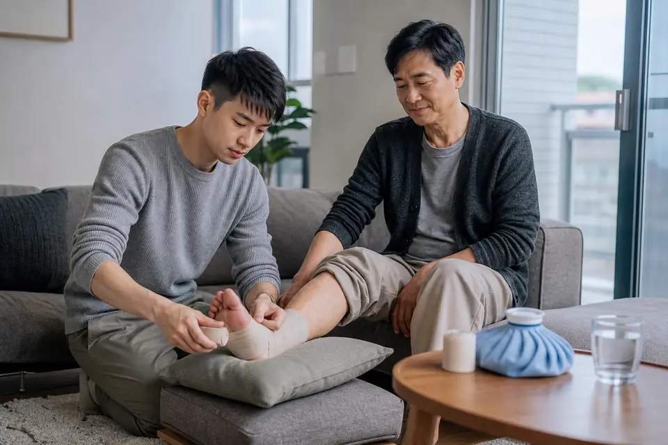 居家照護腳踝扭傷的兒童或長者情境