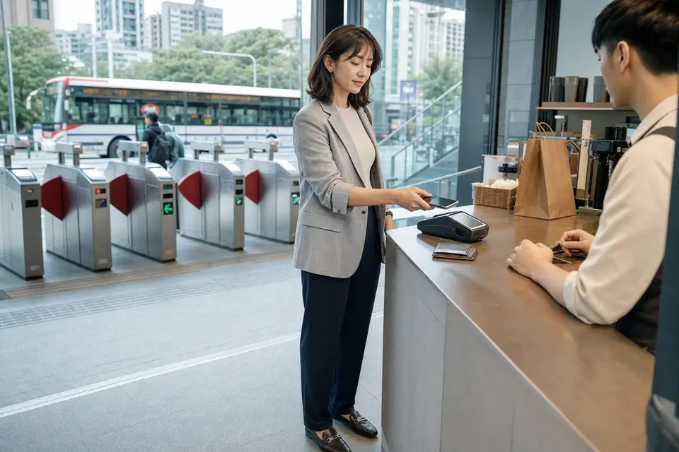 手機與信用卡放在桌面上，呈現線上付款設定情境