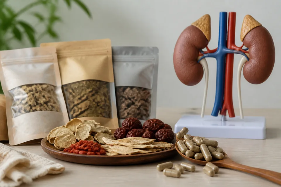 來路不明的中草藥補品傷腎示意