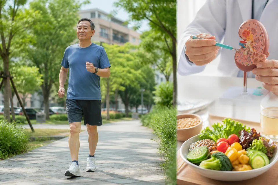 規律運動與健康生活護腎示意