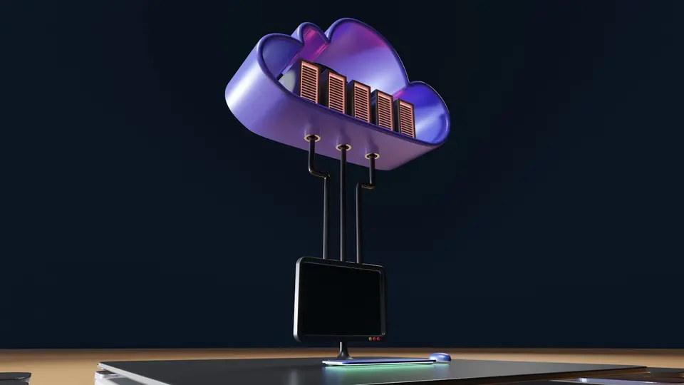 原有 Microsoft 365 家用版採每位成員各自配置 OneDrive 空間(示意圖) 雲端儲存空間與電腦螢幕的概念畫面