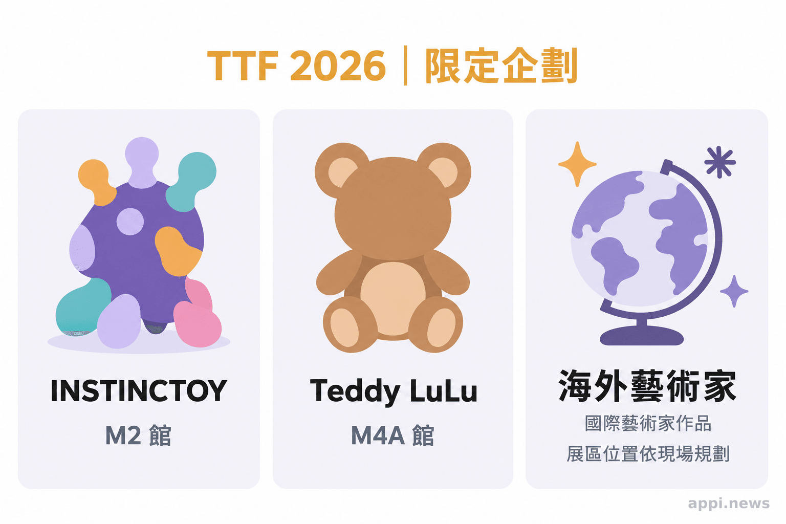 INSTINCTOY、Teddy LuLu與海外藝術家企劃的場館位置整理