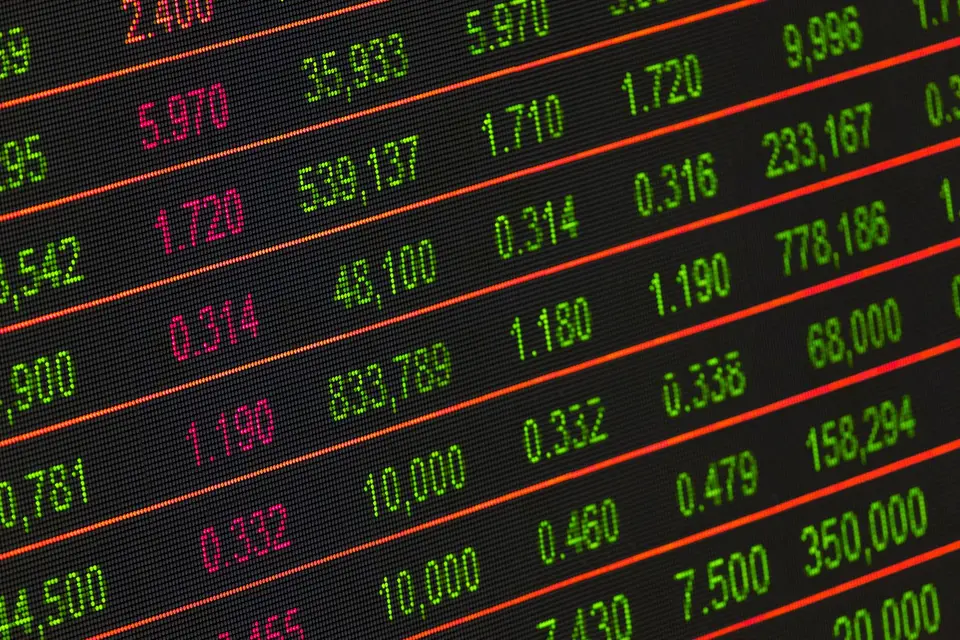 股票與金融數字看板的近照，象徵央行以信用規範管理房貸風險
