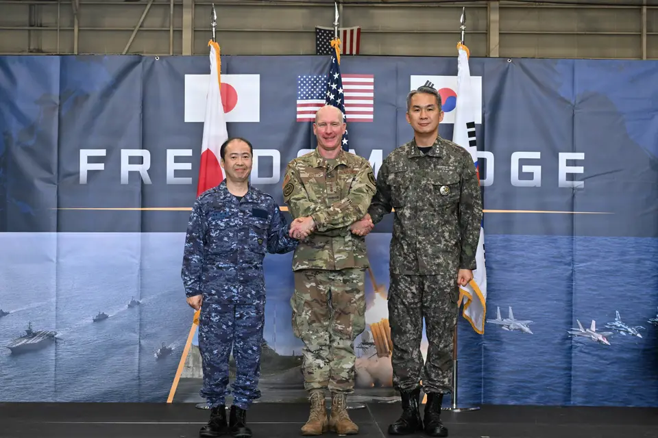 美國、日本與南韓軍方官員出席Freedom Edge 2026開幕儀式